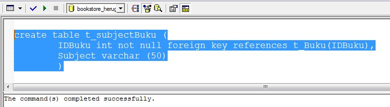 Membuat Tabel SubjectBuku